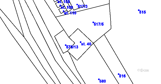 Parcela st. 40 v KÚ Nespice, Katastrální mapa