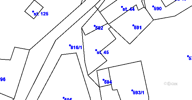 Parcela st. 45 v KÚ Nespice, Katastrální mapa