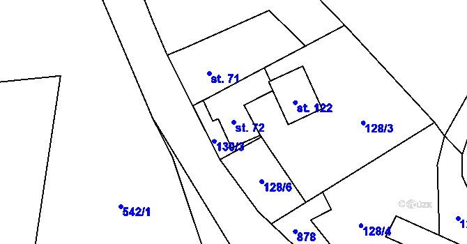 Parcela st. 72 v KÚ Nespice, Katastrální mapa