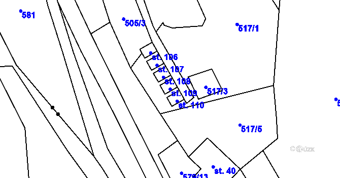 Parcela st. 109 v KÚ Nespice, Katastrální mapa