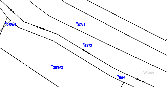 Parcela st. 47/2 v KÚ Nespice, Katastrální mapa