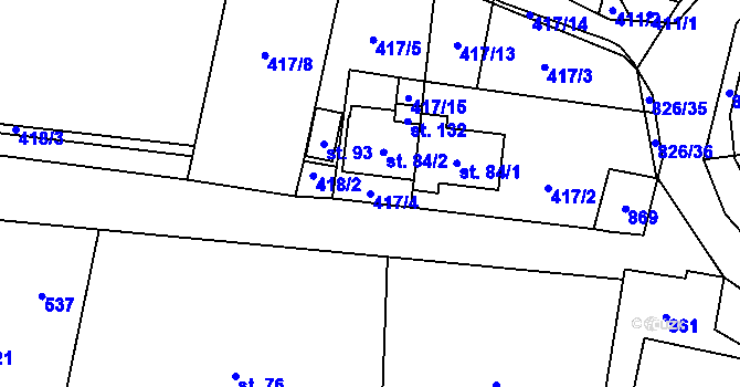 Parcela st. 417/4 v KÚ Nespice, Katastrální mapa