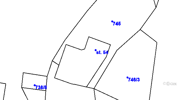 Parcela st. 54 v KÚ Žár u Čkyně, Katastrální mapa