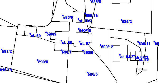 Parcela st. 67 v KÚ Žár u Čkyně, Katastrální mapa