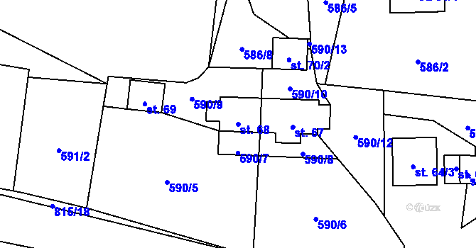 Parcela st. 68 v KÚ Žár u Čkyně, Katastrální mapa