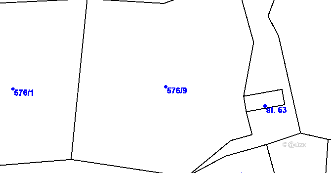 Parcela st. 576/9 v KÚ Žár u Čkyně, Katastrální mapa