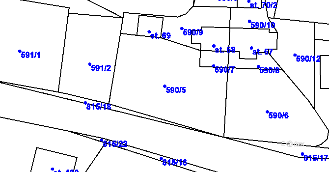 Parcela st. 590/5 v KÚ Žár u Čkyně, Katastrální mapa