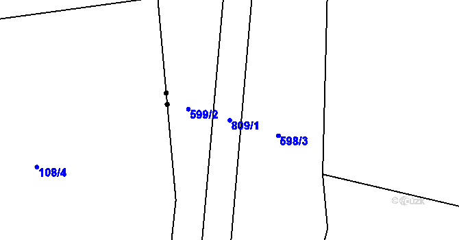 Parcela st. 809/1 v KÚ Žár u Čkyně, Katastrální mapa