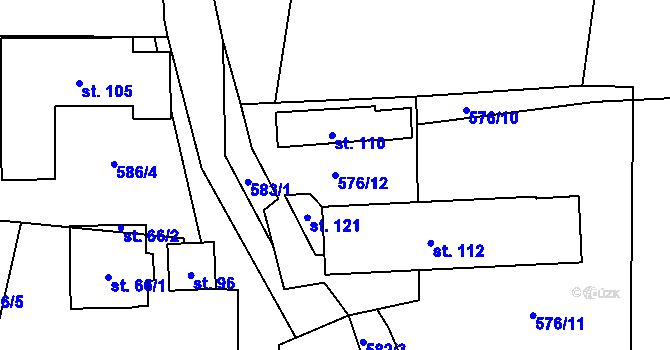 Parcela st. 576/12 v KÚ Žár u Čkyně, Katastrální mapa