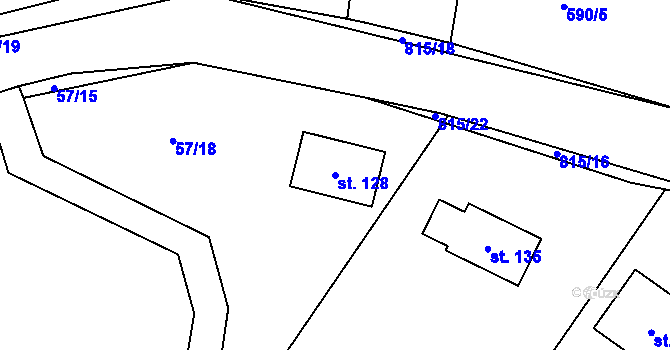 Parcela st. 128 v KÚ Žár u Čkyně, Katastrální mapa