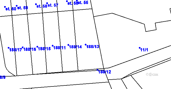 Parcela st. 188/13 v KÚ Žáravice, Katastrální mapa