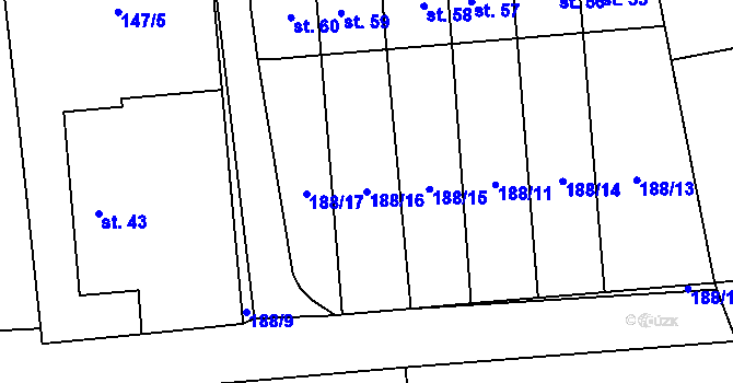 Parcela st. 188/16 v KÚ Žáravice, Katastrální mapa