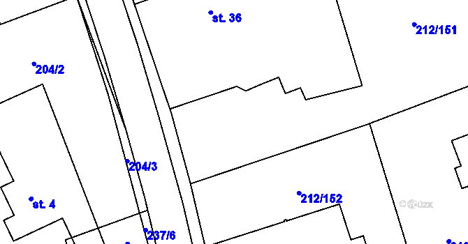 Parcela st. 212/22 v KÚ Žáravice, Katastrální mapa