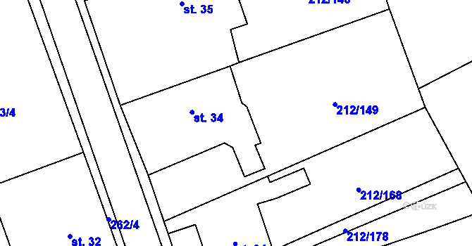 Parcela st. 212/26 v KÚ Žáravice, Katastrální mapa