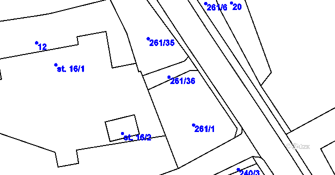 Parcela st. 261/1 v KÚ Žáravice, Katastrální mapa