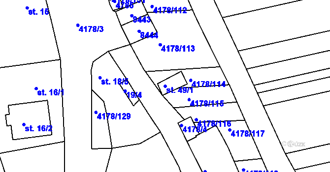 Parcela st. 49/1 v KÚ Žarošice, Katastrální mapa