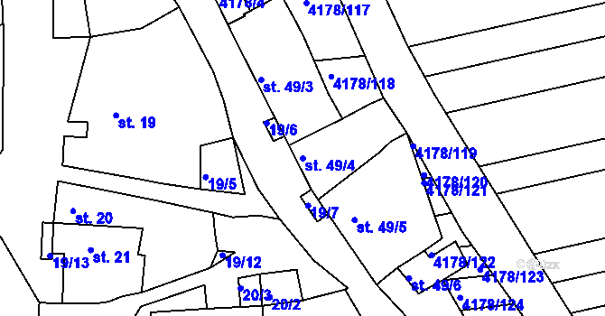 Parcela st. 49/4 v KÚ Žarošice, Katastrální mapa