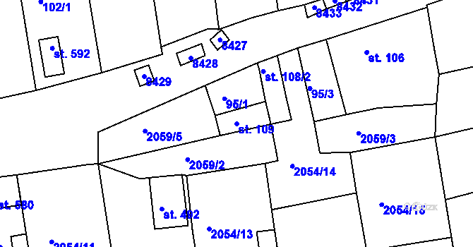 Parcela st. 109 v KÚ Žarošice, Katastrální mapa
