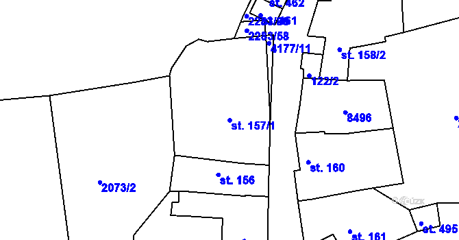 Parcela st. 157/1 v KÚ Žarošice, Katastrální mapa