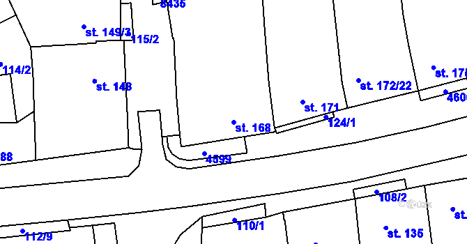 Parcela st. 168 v KÚ Žarošice, Katastrální mapa