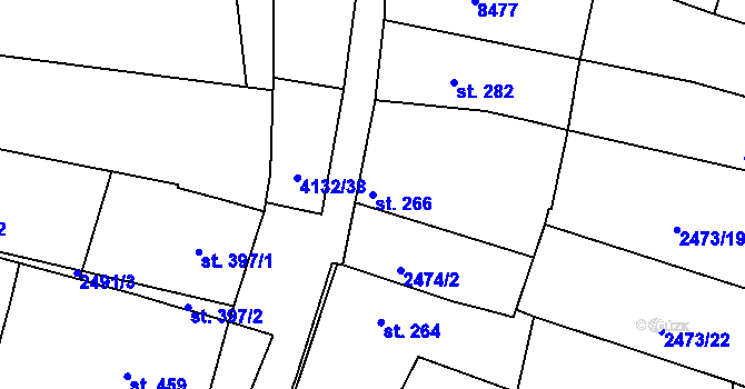 Parcela st. 266 v KÚ Žarošice, Katastrální mapa