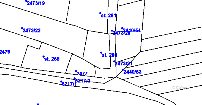 Parcela st. 280 v KÚ Žarošice, Katastrální mapa