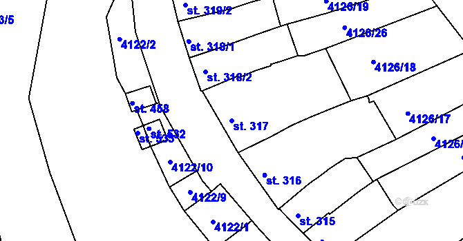 Parcela st. 317 v KÚ Žarošice, Katastrální mapa