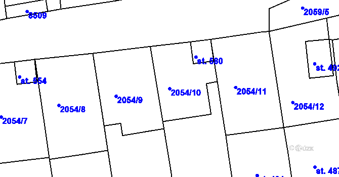 Parcela st. 2054/10 v KÚ Žarošice, Katastrální mapa