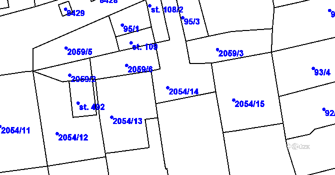 Parcela st. 2054/14 v KÚ Žarošice, Katastrální mapa