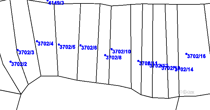 Parcela st. 3702/8 v KÚ Žarošice, Katastrální mapa