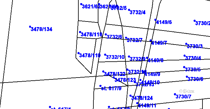 Parcela st. 3732/10 v KÚ Žarošice, Katastrální mapa