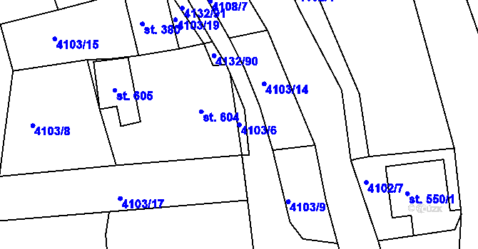 Parcela st. 4103/6 v KÚ Žarošice, Katastrální mapa