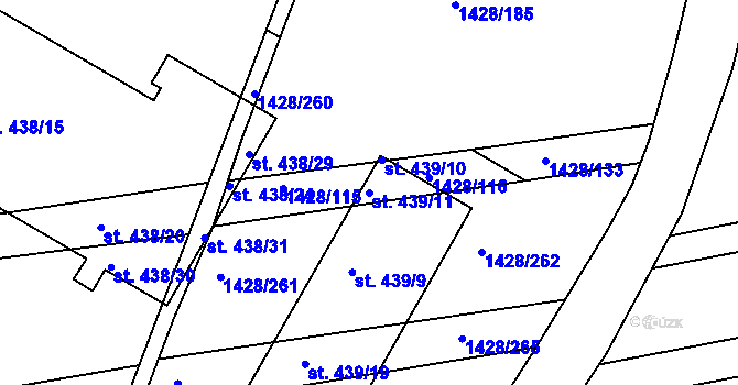 Parcela st. 439/11 v KÚ Žarošice, Katastrální mapa