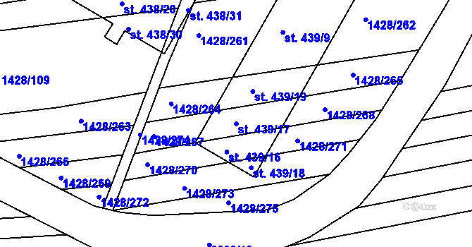 Parcela st. 439/17 v KÚ Žarošice, Katastrální mapa