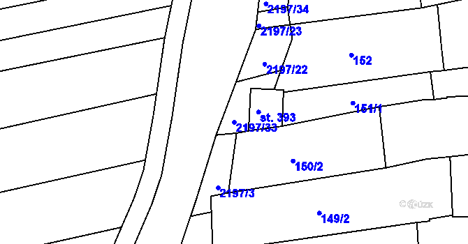 Parcela st. 2197/33 v KÚ Žarošice, Katastrální mapa