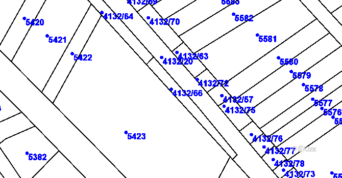Parcela st. 4132/66 v KÚ Žarošice, Katastrální mapa