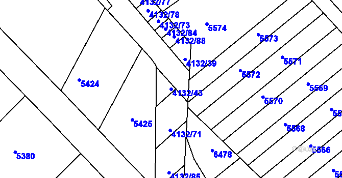 Parcela st. 4132/43 v KÚ Žarošice, Katastrální mapa
