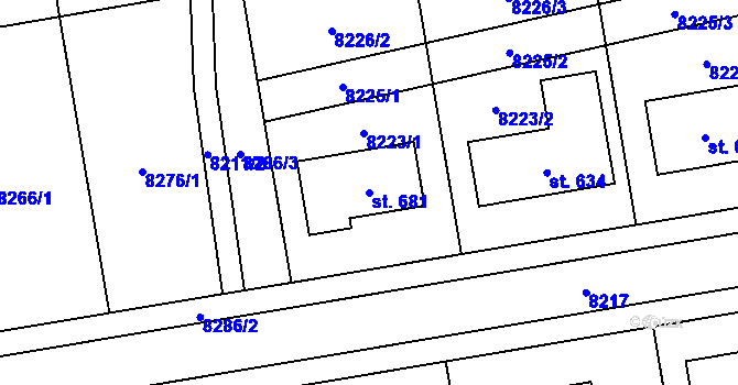 Parcela st. 681 v KÚ Žarošice, Katastrální mapa