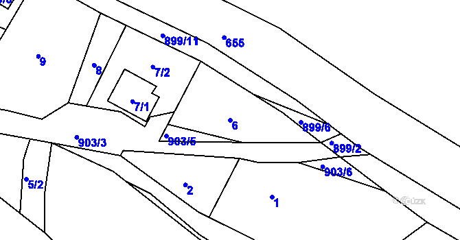 Parcela st. 6 v KÚ Žárová, Katastrální mapa