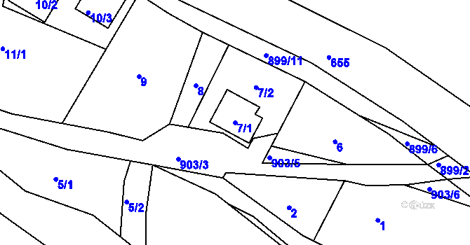 Parcela st. 7/1 v KÚ Žárová, Katastrální mapa