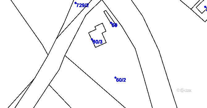 Parcela st. 60/1 v KÚ Žárová, Katastrální mapa