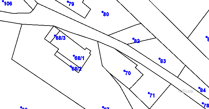 Parcela st. 69 v KÚ Žárová, Katastrální mapa