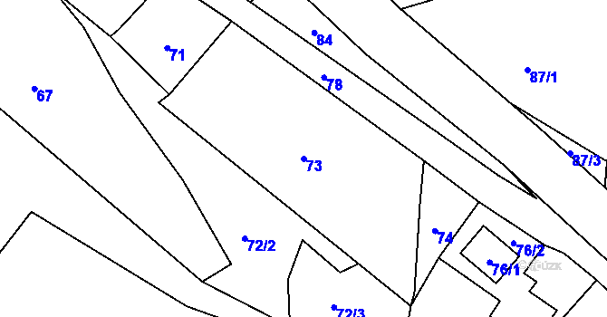 Parcela st. 73 v KÚ Žárová, Katastrální mapa
