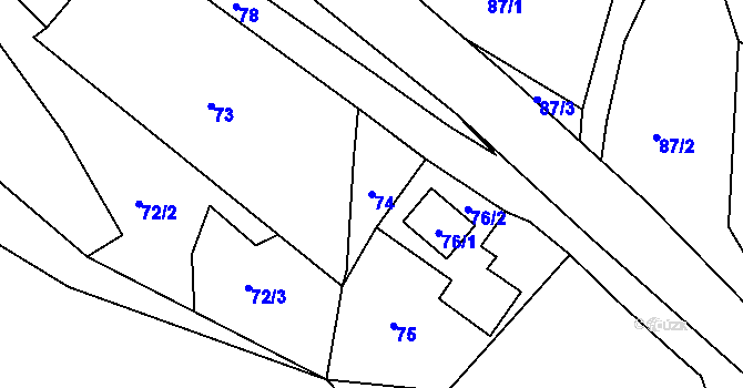 Parcela st. 74 v KÚ Žárová, Katastrální mapa