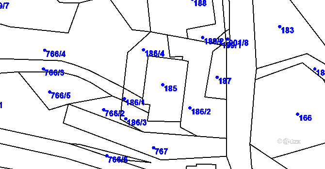Parcela st. 185 v KÚ Žárová, Katastrální mapa