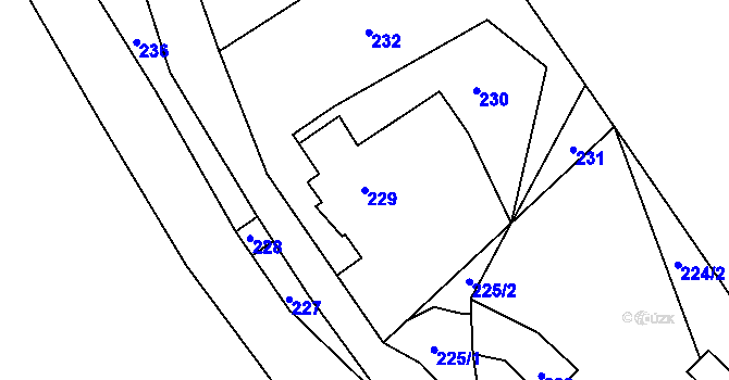 Parcela st. 229 v KÚ Žárová, Katastrální mapa