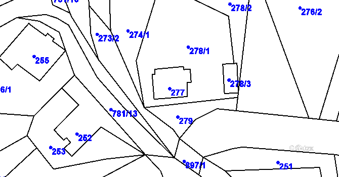 Parcela st. 277 v KÚ Žárová, Katastrální mapa
