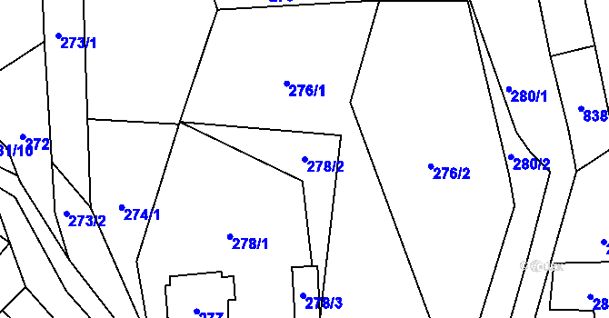 Parcela st. 278/2 v KÚ Žárová, Katastrální mapa