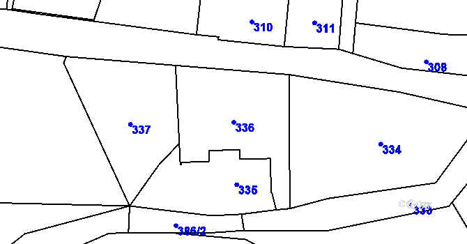 Parcela st. 336 v KÚ Žárová, Katastrální mapa