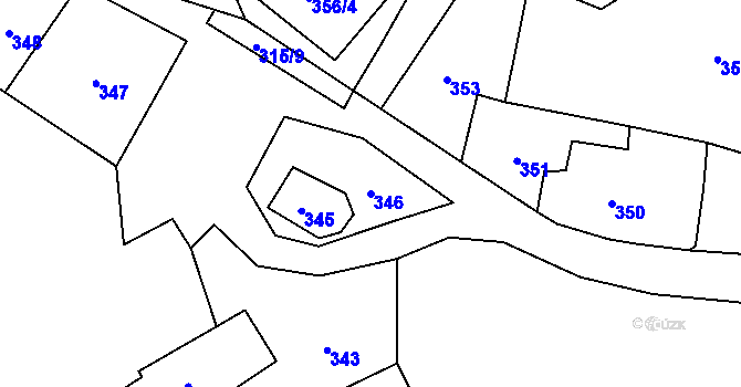 Parcela st. 346 v KÚ Žárová, Katastrální mapa